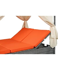 Streamdale Furniture Adjustable Outdoor Sun Lounger with Canopy and Removable Cushion