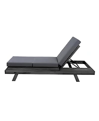Streamdale Furniture Acacia Solid Wood Lounge Chaise Set with Dark Cushions