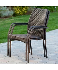 Streamdale Furniture Fully Assembled Brown Pe Wicker Outdoor Patio Chairs with Iron Frame