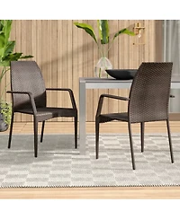 Streamdale Furniture Fully Assembled Brown Pe Wicker Outdoor Patio Chairs with Iron Frame