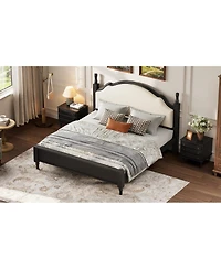 Streamdale Furniture Queen Wood Platform Bed with Upholstered Headboard