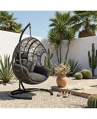 Streamdale Furniture 42" Extra Wide U-Base Hanging Egg Chair with Cushion and Waterproof Cover