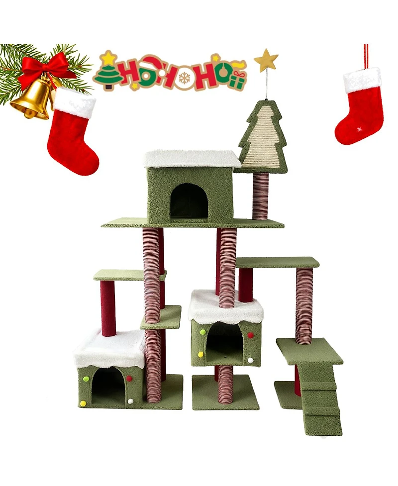 Streamdale Furniture Wide Christmas Cat Tree Tower For Indoor Cats