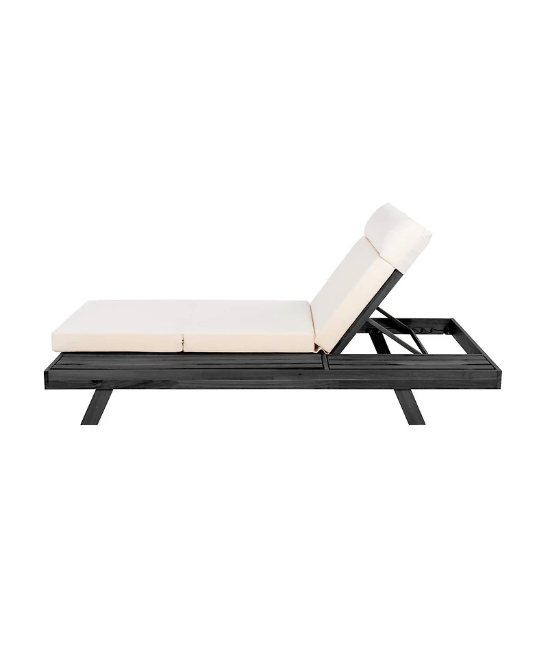 Streamdale Furniture Acacia Wood Lounge Chaise Set with Water-Resistant Cushions