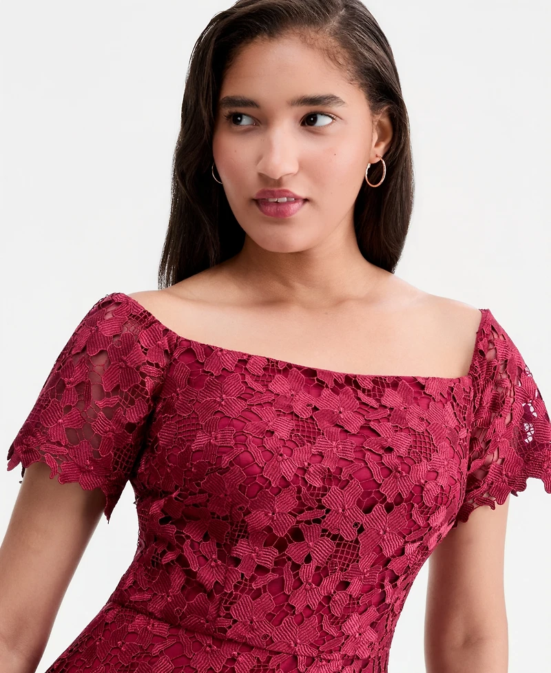Xscape Women's Off-The-Shoulder Embroidered Floral Ball Gown