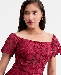 Xscape Women's Off-The-Shoulder Embroidered Floral Ball Gown