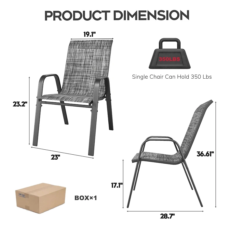 Streamdale Furniture Heavy-Duty Outdoor Teslin Fabric Chairs, 350 lbs Capacity, Ergonomic and Waterproof
