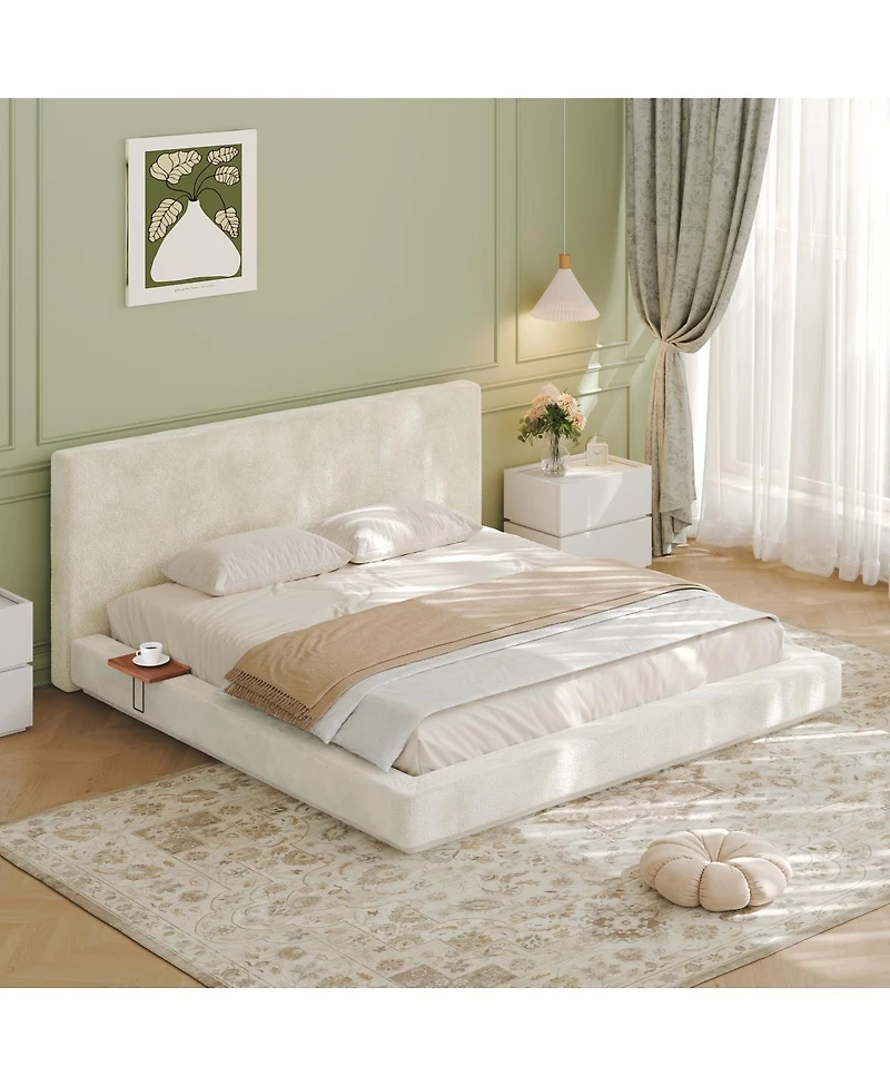 Streamdale Furniture King Bed with Adjustable Side Tables and Cloud Upholstered Cushion