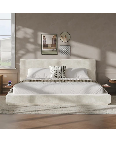 Streamdale Furniture King Bed with Adjustable Side Tables and Cloud Upholstered Cushion