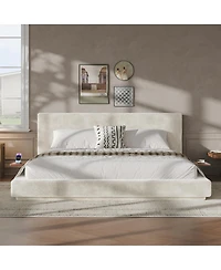 Streamdale Furniture King Bed with Adjustable Side Tables and Cloud Upholstered Cushion