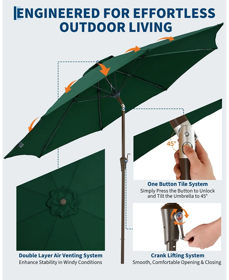 gaomon Garden Backyard Outdoor Patio Market Table Umbrella for Deck and Poolside
