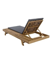 Streamdale Furniture Acacia Wood Lounge Chaise Set with Water-Resistant Dark Cushions