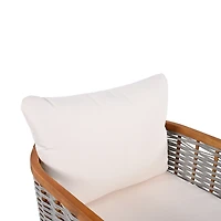 Streamdale Furniture Outdoor Woven Rope Armchair with Acacia Wood Frame and Cushions