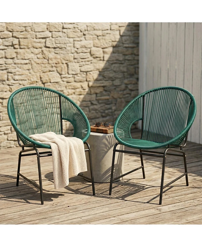 Streamdale Furniture Vibrant Teal Pe Rattan Outdoor Patio Chair with Durable Iron Frame