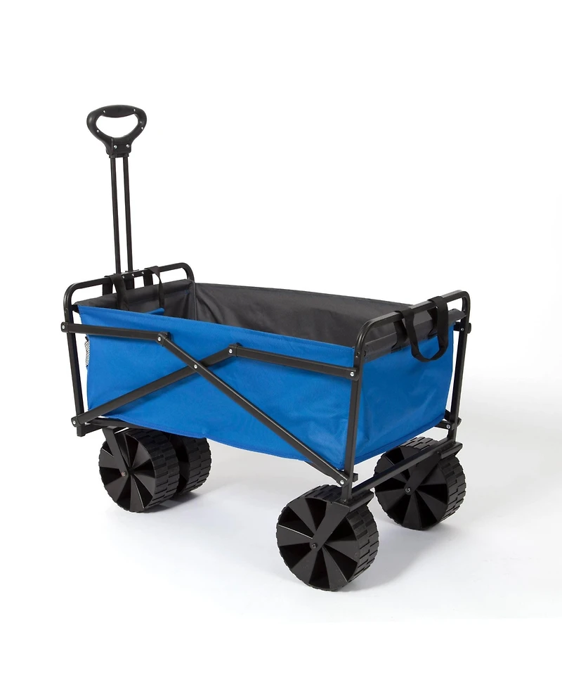 Seina 150lb Capacity Folding Steel Frame Outdoor Utility Wagon Cart, Blue/Gray