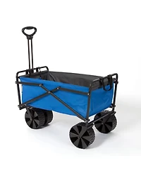 Seina 150lb Capacity Folding Steel Frame Outdoor Utility Wagon Cart, Blue/Gray