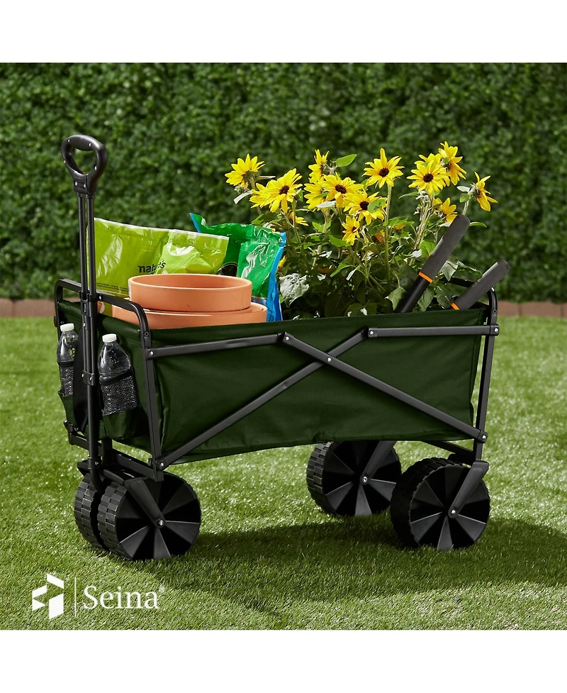 Seina 150lb Capacity Collapsible Steel Frame Outdoor Utility Wagon Cart