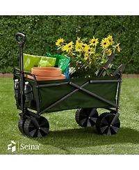 Seina 150lb Capacity Collapsible Steel Frame Outdoor Utility Wagon Cart