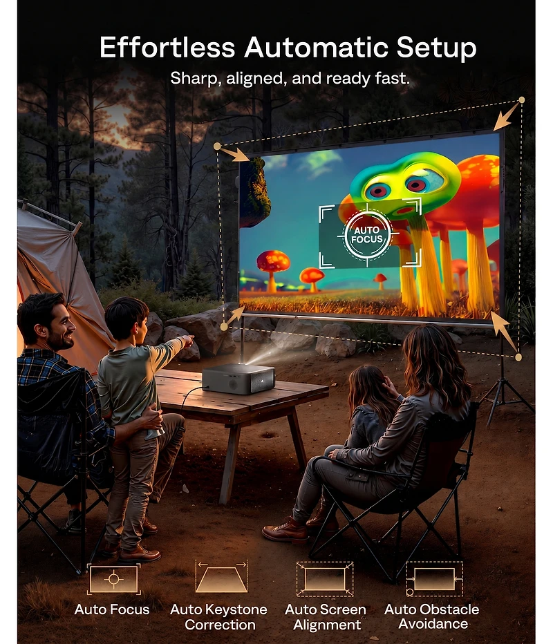 Aurzen Portable Home Theater Projector with Gemini for Tv, Google Tv Built-in, 1000 Ansi Lumens, Memc Tech, 4K Support, 20W DoIby Audio