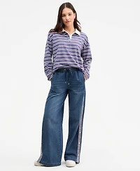 Madden Girl Juniors' High-Rise Wide-Leg Varsity Jeans