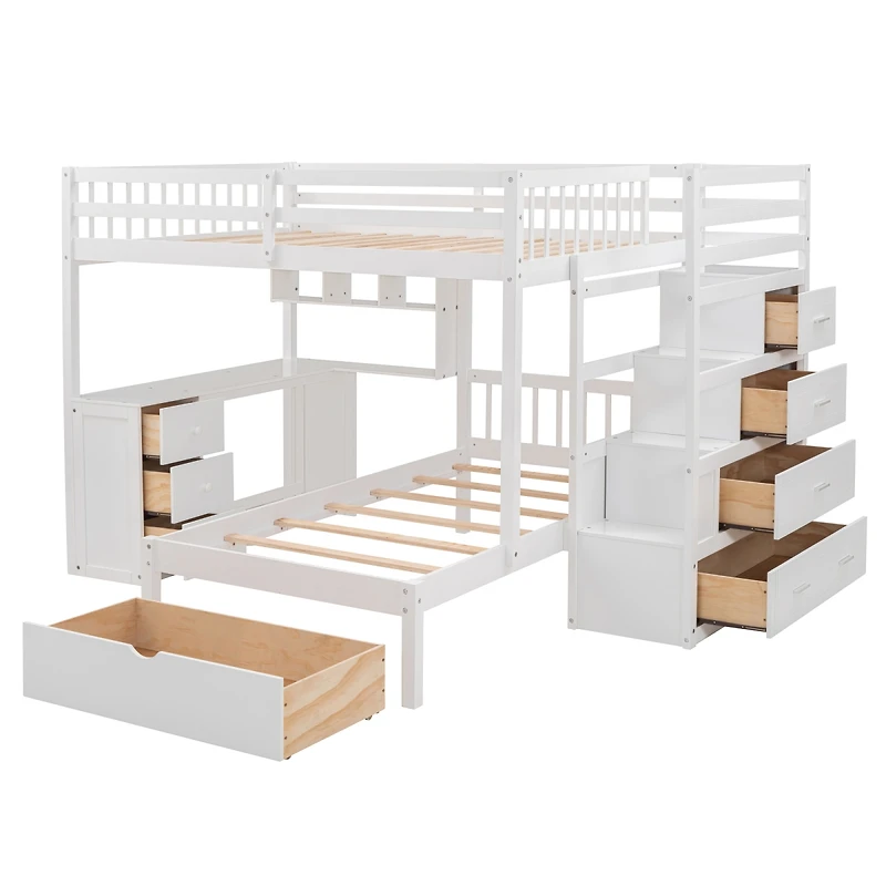 Streamdale Furniture Full Over Twin Bunk Bed with Desk, Drawers and Shelves