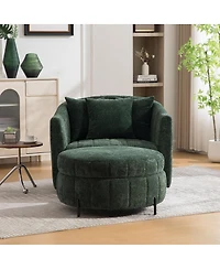 Streamdale Swivel Barrel Chair and Half with Storage Ottoman Set