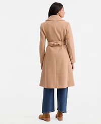 CeCe Petite Double-Breasted Belted Bow Back Coat