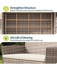 homfan Patio Furniture Set 4 Piece Outdoor Conversation Set, All Weather Wicker Rattan Chairs with Cushions and Glass Top Storage Coffee Table