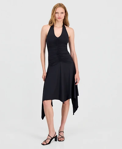 Bar Iii Women's Ruched Halter-Neck Dress, Macy's Exclusive