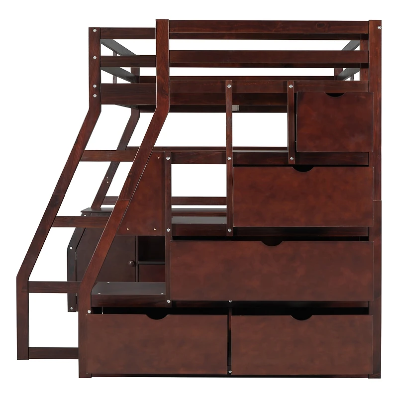Streamdale Furniture Loft Bed with 7 Drawers 2 Shelves and Desk