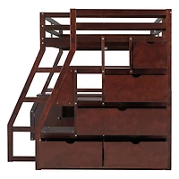 Streamdale Furniture Loft Bed with 7 Drawers 2 Shelves and Desk