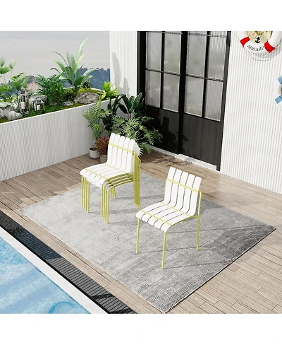 Streamdale Furniture 4-Pack Modern Striped Color Block Dining Chairs - Indoor/Outdoor