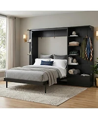 Streamdale Furniture Murphy Bed with Storage, Lights, and Shelves