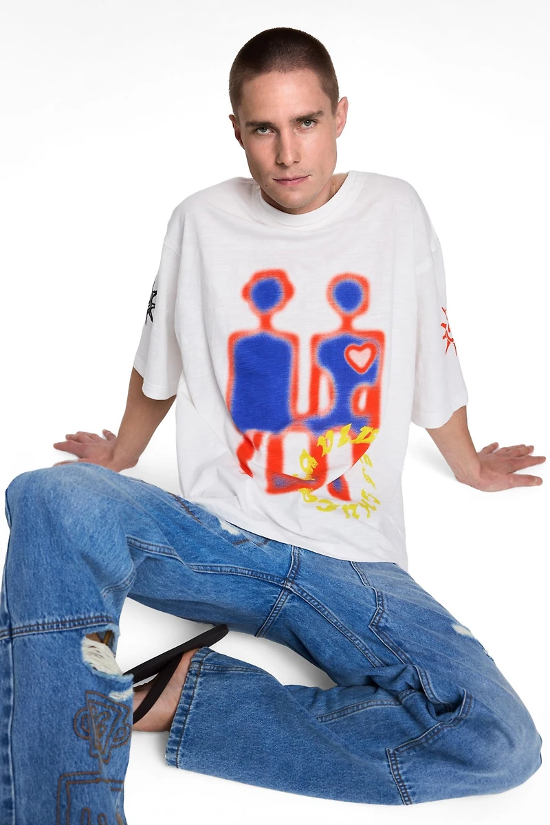 Desigual Men's Printed T-shirt with robots