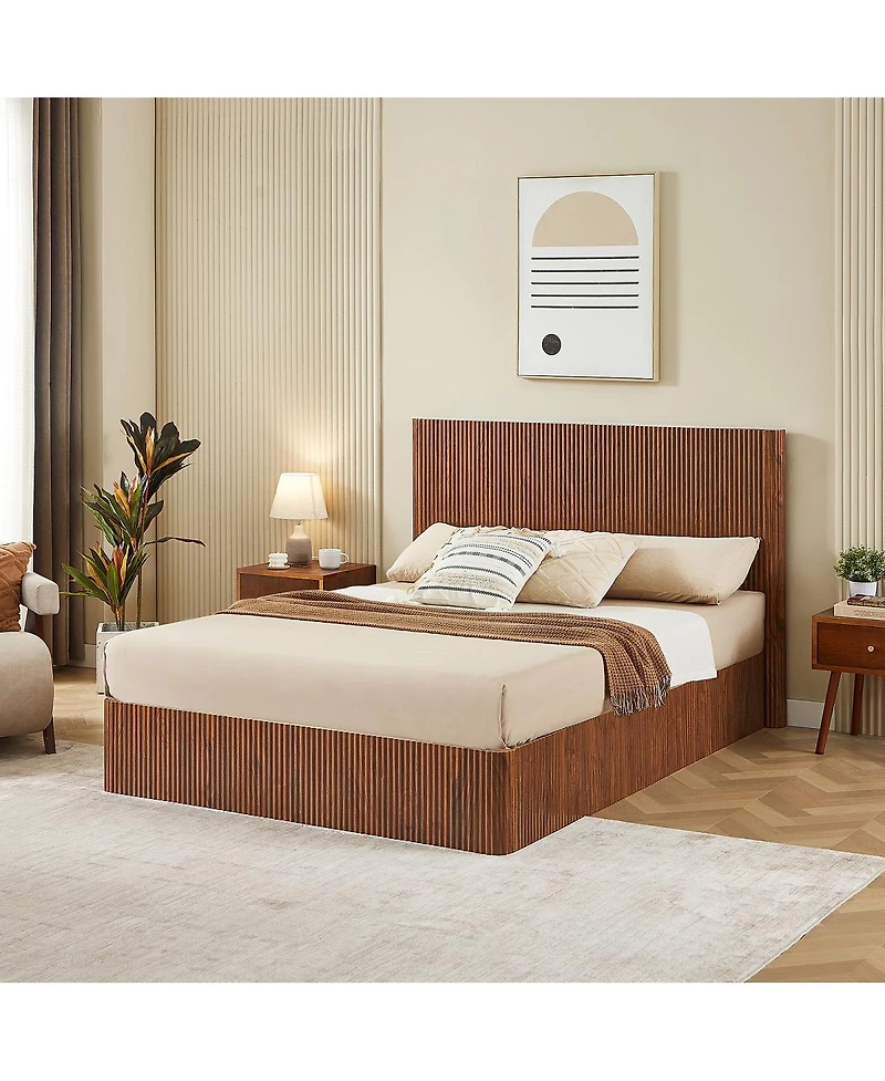 Streamdale Furniture Lift-Up Storage Bed Frame, Curved Wood Design