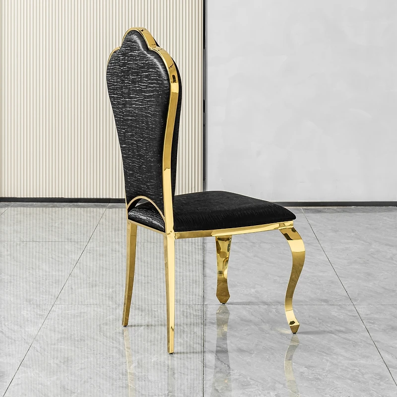 Streamdale Furniture Set of 2 Modern Pu Leather Dining Chairs with Gold Stainless Steel Legs