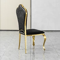 Streamdale Furniture Set of 2 Modern Pu Leather Dining Chairs with Gold Stainless Steel Legs
