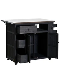 Streamdale Furniture Outdoor Extendable Stainless Steel Top Kitchen Island And Grill Cart