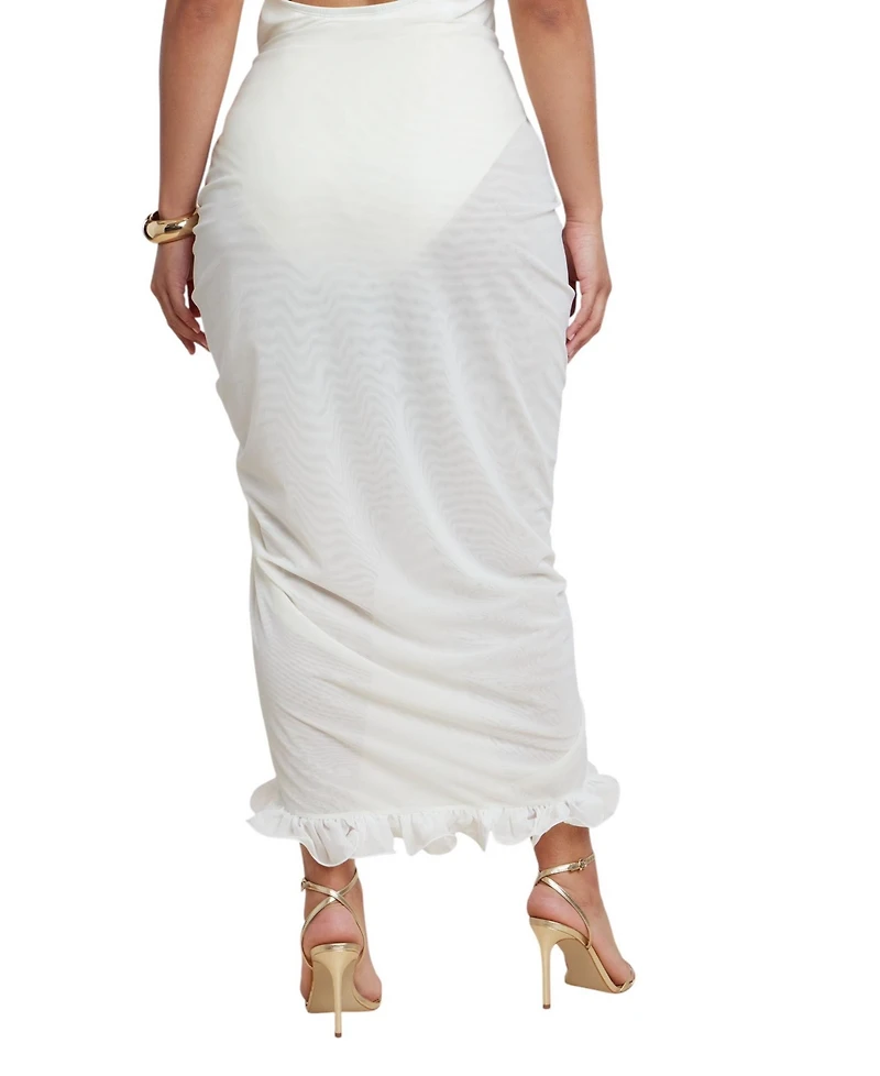 Eloquii Women's PatBO x Ruffled Sheer Mesh Skirt