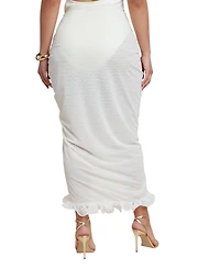 Eloquii Women's PatBO x Ruffled Sheer Mesh Skirt
