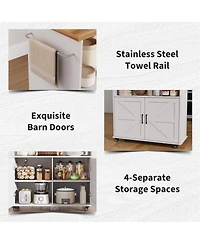 gaomon Rolling Kitchen Island with Storage Cabinet, Kitchen Cart, Portable Mobile Kitchen Island with Towel Rack for Kitchen, Dining Room