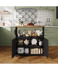 gaomon Rolling Kitchen Island with Storage Cabinet, Cart, Portable Mobile Towel Rack for Kitchen, Dining Room