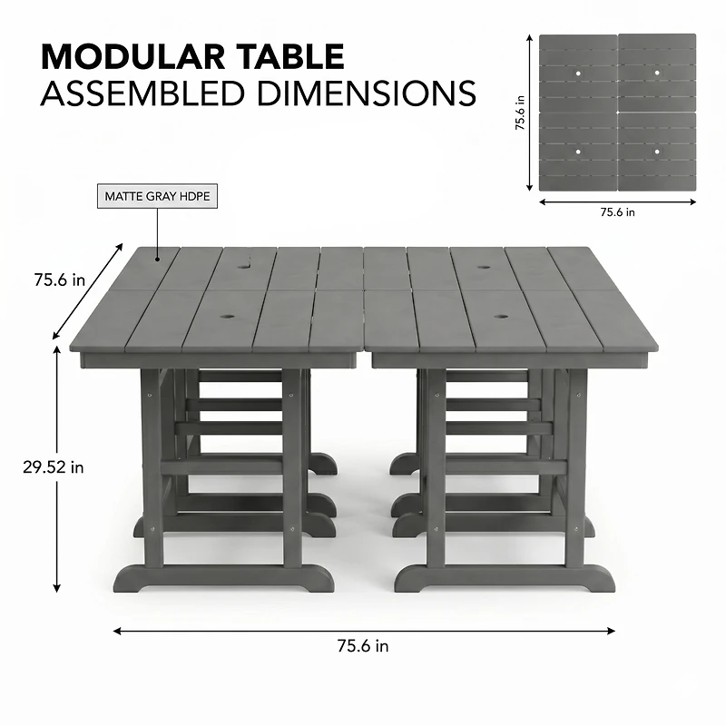 Streamdale Furniture Hdpe Folding Square Outdoor Dining Table