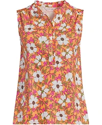 Lands' End Plus Linen Blend Ruffle Trim Tank Top