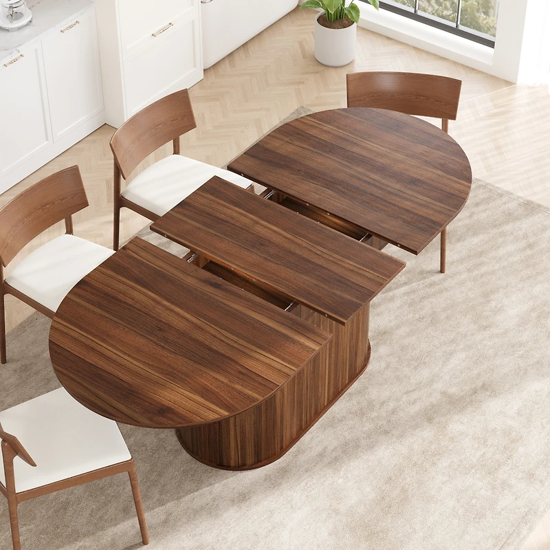 Streamdale Furniture 55.11"-70.86" Extendable Dining Table with Striped Legs