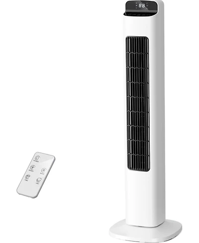 Cowsar Bladeless Tower Fan with Remote, 5 Speeds, White