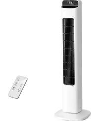 Cowsar Bladeless Tower Fan with Remote, 5 Speeds, White