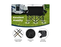 Boyel Living Double Camping Chair 2-Person Outdoor Folding Loveseat with Cup Holders