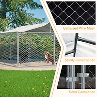 Streamdale Furniture Heavy Duty 14.8x14.8ft Galvanized Chain Link Dog Kennel with Waterproof Cover