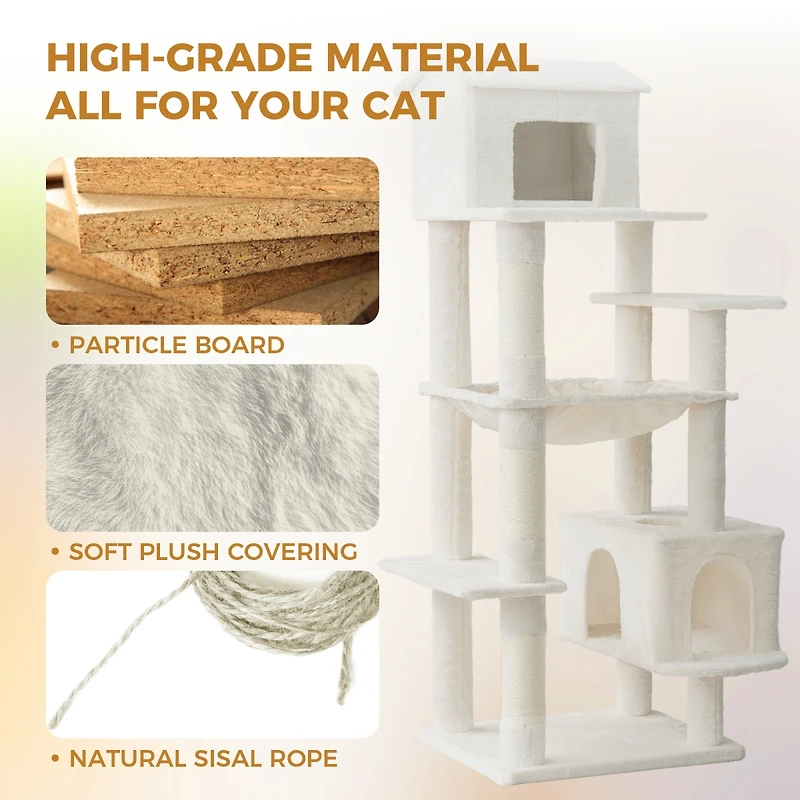 Streamdale Furniture Multi-Level Cat Tree with House, Hammock, and Scratching Posts